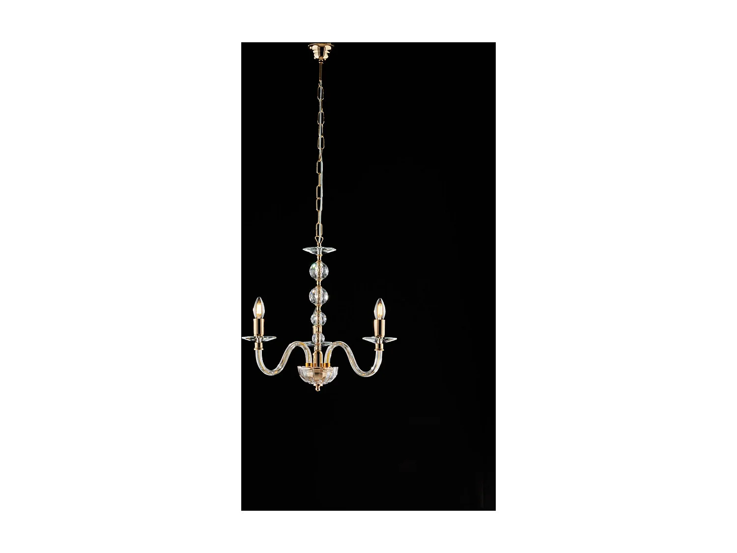 Ruben - Lustre dourado com vidro transparente e strass 3 luzes 109 - Ø43 - BL267-3-OR