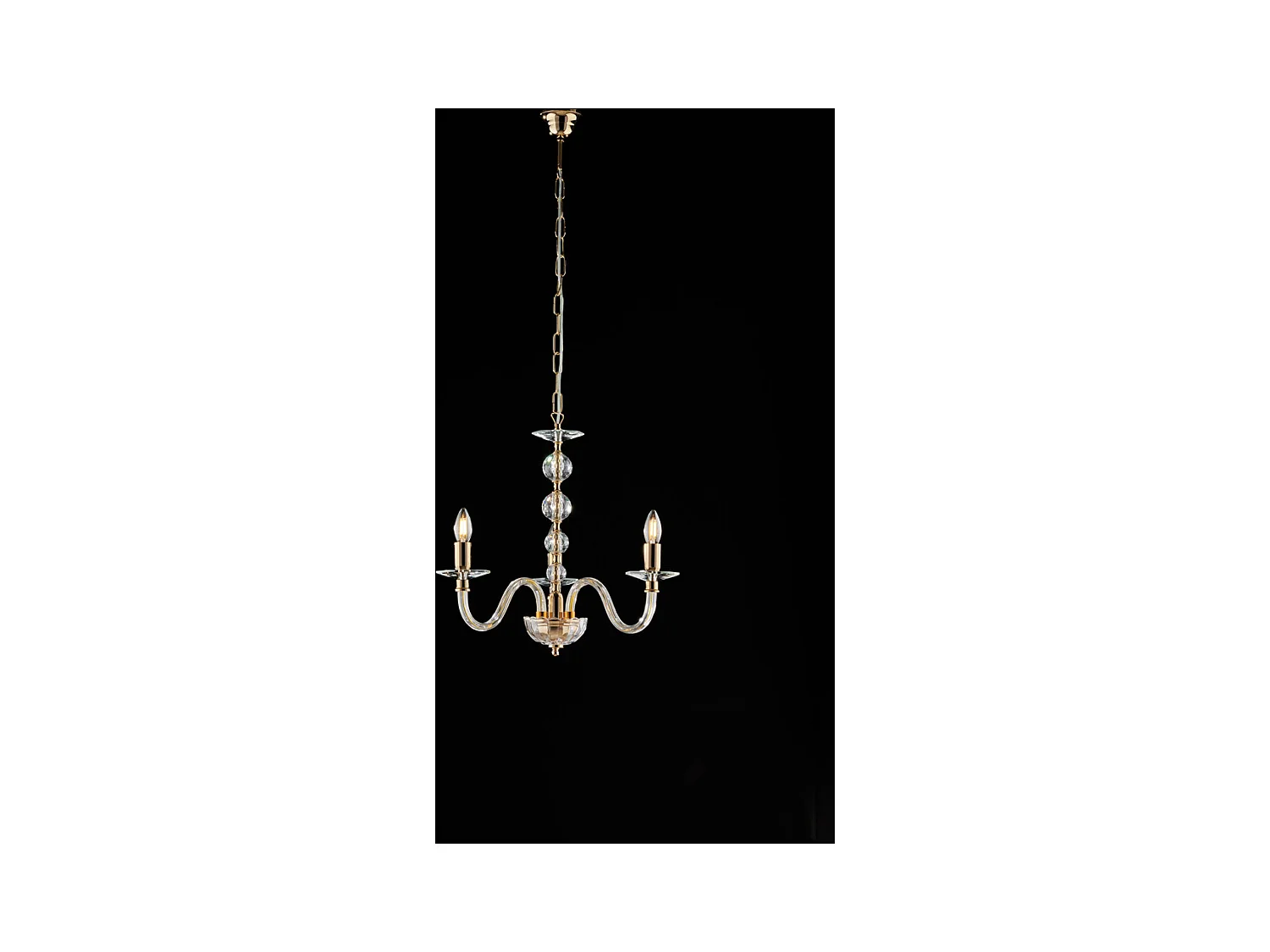 Ruben Lustre doré verre transparent et strass 3 lumières 109 d.43 BL267-3-OR
