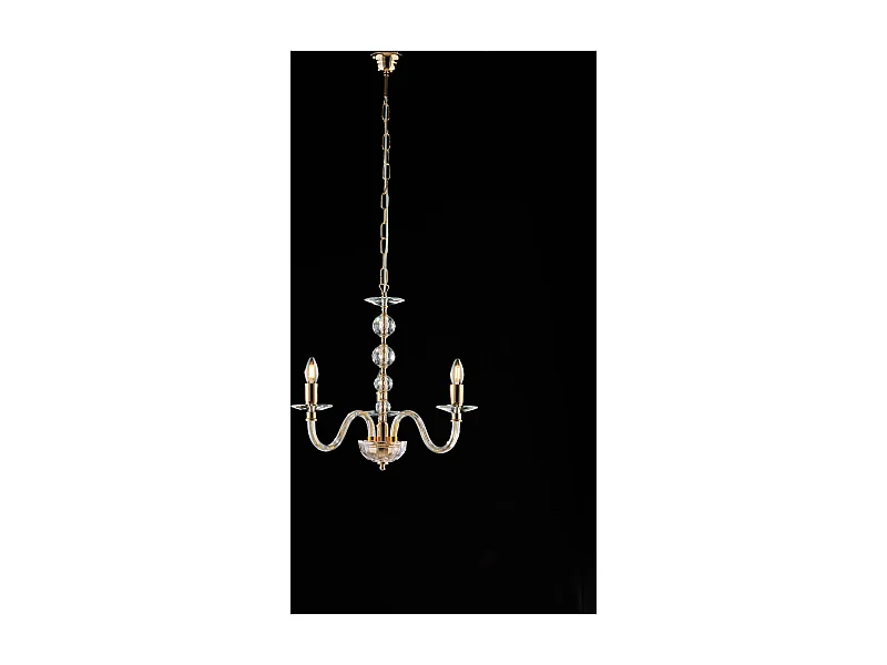 Ruben Lustre doré verre transparent et strass 3 lumières 109 d.43 BL267-3-OR