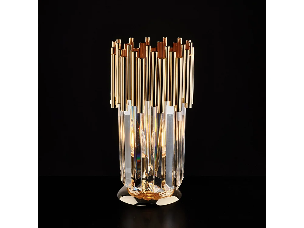 Lampa stołowa Ravel ze złoconego żelaza z kryształkami 1 światło H.30 Ø16 BL268-LT-OR