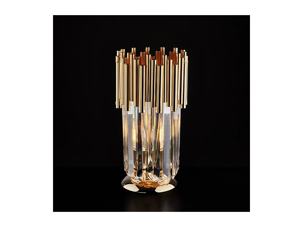 Bonetti Illumina -  Ravel - Goldene Tischlampe aus Eisen mit Strasssteinen 1 Licht H.30 - Ø16 - BL268-LT-OR
