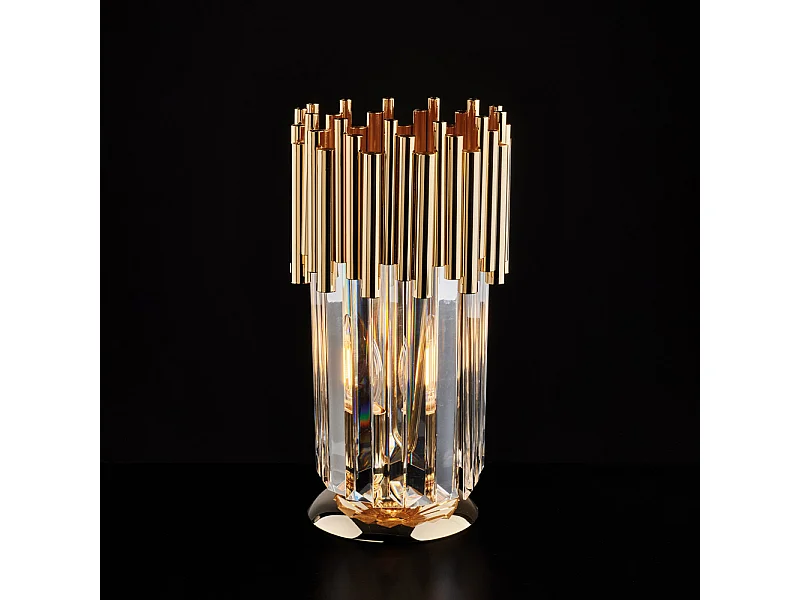 Bonetti Illumina -  Ravel - Goldene Tischlampe aus Eisen mit Strasssteinen 1 Licht H.30 - Ø16 - BL268-LT-OR