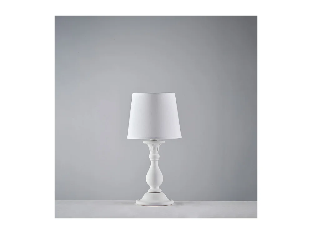 Bonetti Illumina -  Lucca - Shabby-weiße Holztischlampe 1 Licht mit Lampenschirm Dm.20 H.39 - Ø20 - BL271-LT-BCO