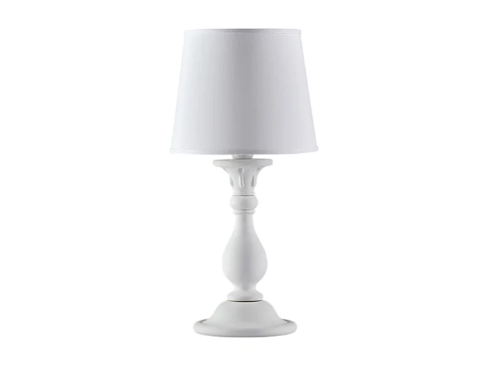 Bonetti Illumina -  Lucca - Shabby-weiße Holztischlampe 1 Licht mit Lampenschirm Dm.20 H.39 - Ø20 - BL271-LT-BCO