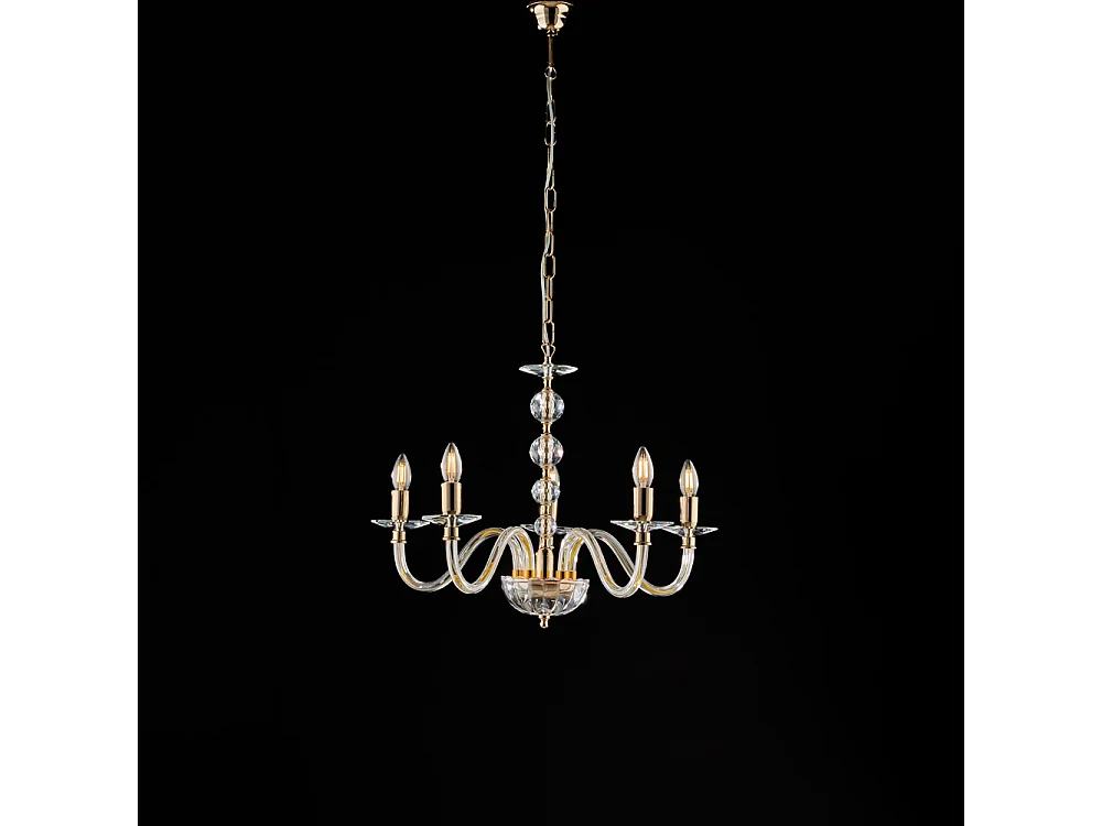 Lustre Ruben Gold com vidro transparente e strass 5 luzes 111 Ø60 BL267-5-OR