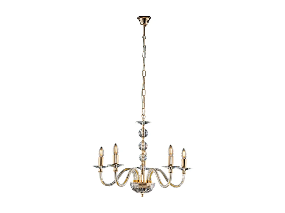 Żyrandol Ruben Gold z przezroczystego szkła i kryształków 5 świateł 111 Ø60 BL267-5-OR