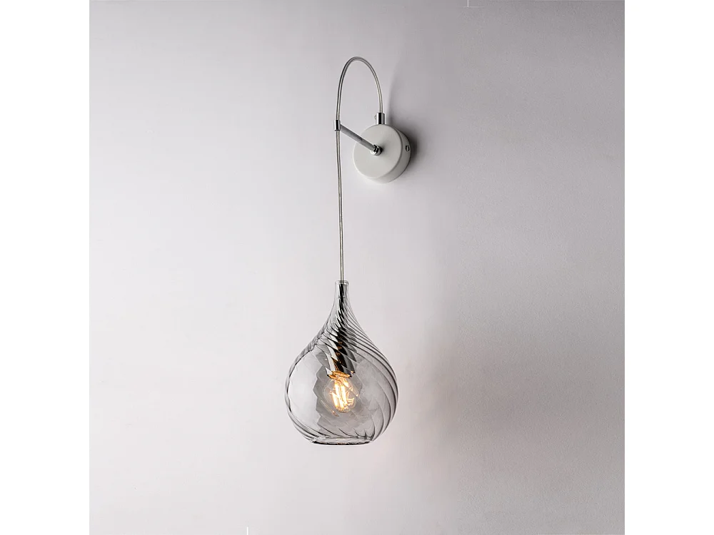 Pluvia - IJzeren wandlamp met grijs pyrex glas 1 lichts .14 - P.21 - BL264-AP1-GR