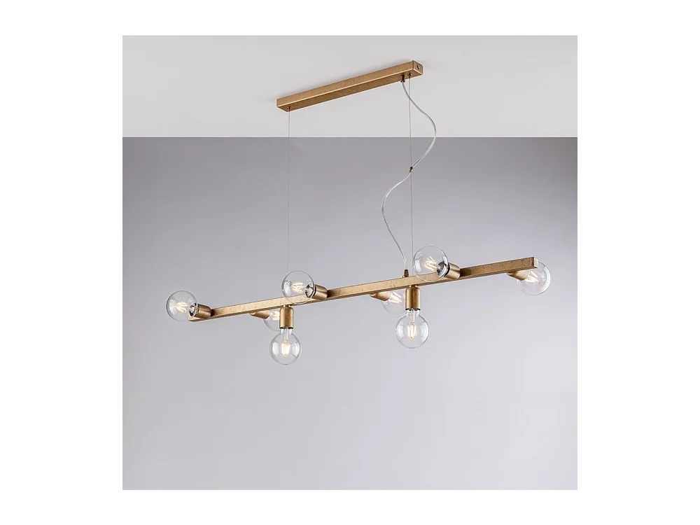 Bonetti Illumina -  Fabian – Pendelleuchte aus schwarz und gold lackiertem Eisen, 8 Lichter, L. 121 x 16 – BL293-8-OR