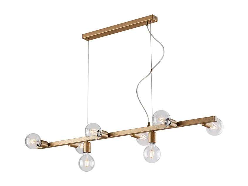 Fabian - Hanglamp in zwart en goudgelakt ijzer 8 lichts L.121 X 16 - BL293-8-OR