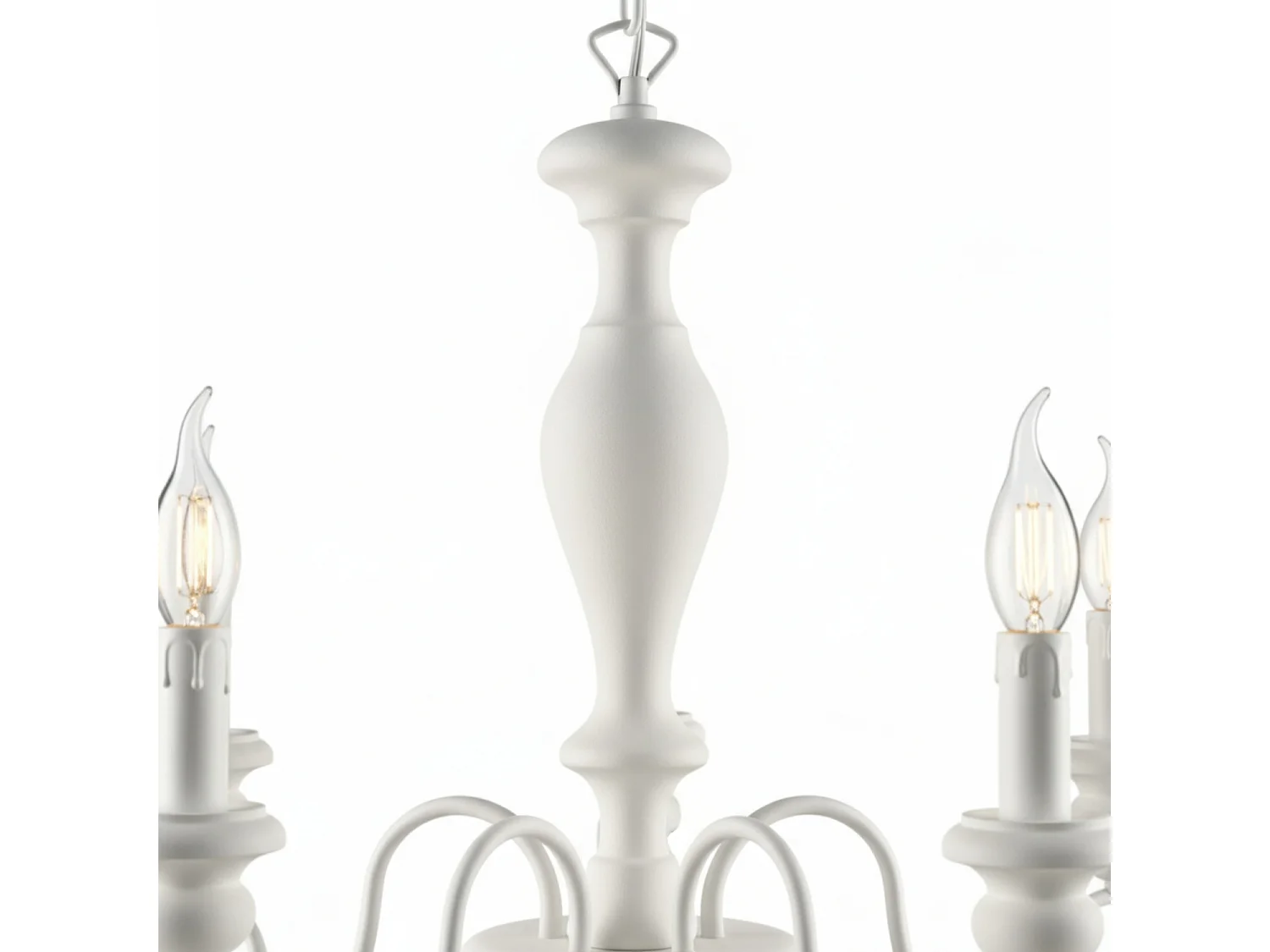 Cascina - Shabby-Kronleuchter aus weiß lackiertem Holz und Eisen, 5 Lichter, 115 - Ø60 - BL265-5-BCO