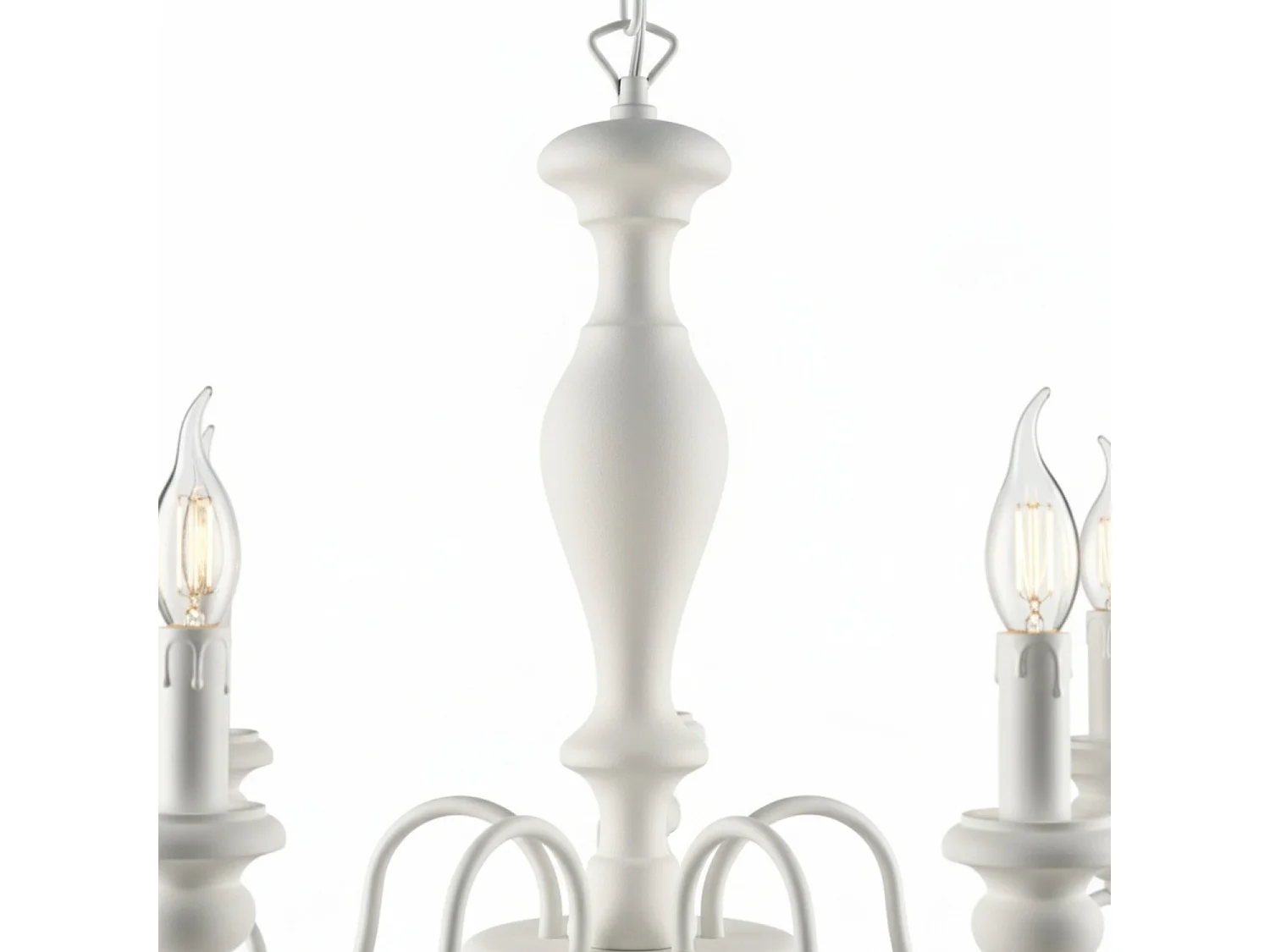 Cascina Chandelier in wood and white lacquered iron shabby 5 lights 115 Ø60 BL265-5-BCO