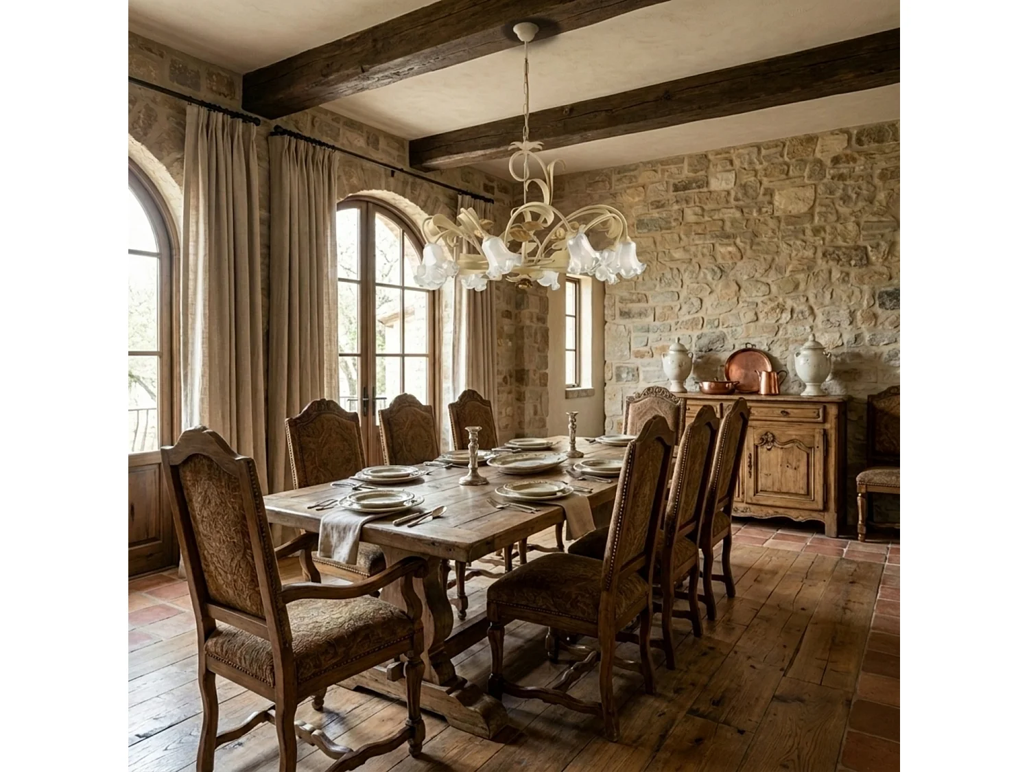 Cesto - Kronleuchter aus elfenbeinfarben gebeiztem und lackiertem Eisen, 8 Lichter, 112 - Ø85 - BL274-8-AV