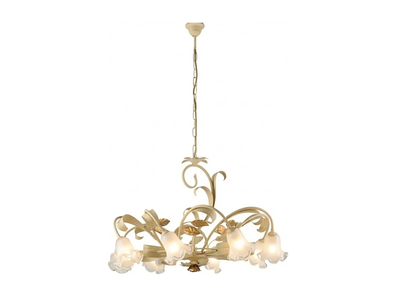 Cesto - Kronleuchter aus elfenbeinfarben gebeiztem und lackiertem Eisen, 8 Lichter, 112 - Ø85 - BL274-8-AV