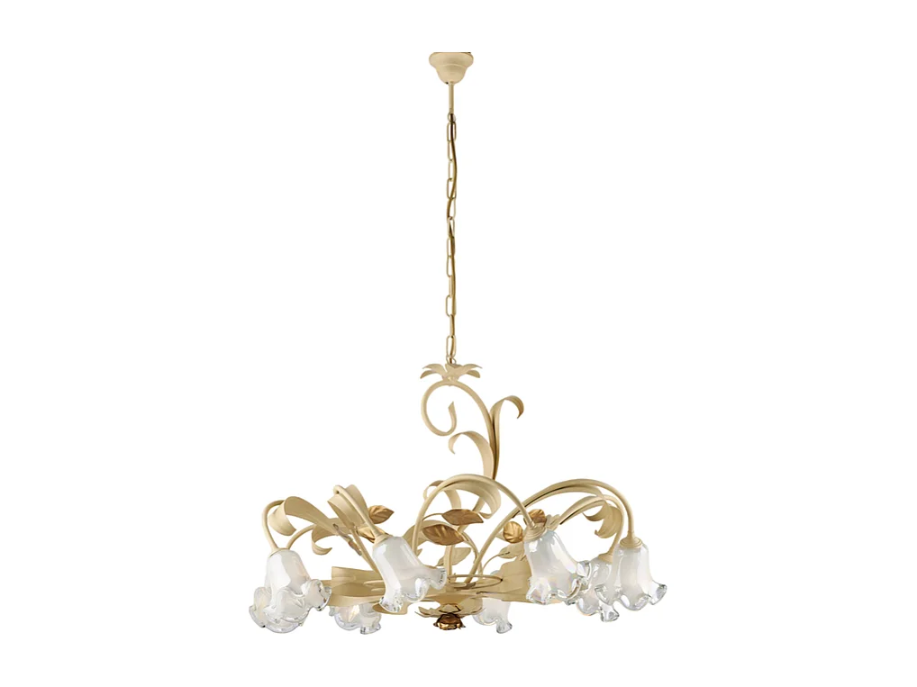 Cesto - Kronleuchter aus elfenbeinfarben gebeiztem und lackiertem Eisen, 8 Lichter, 112 - Ø85 - BL274-8-AV