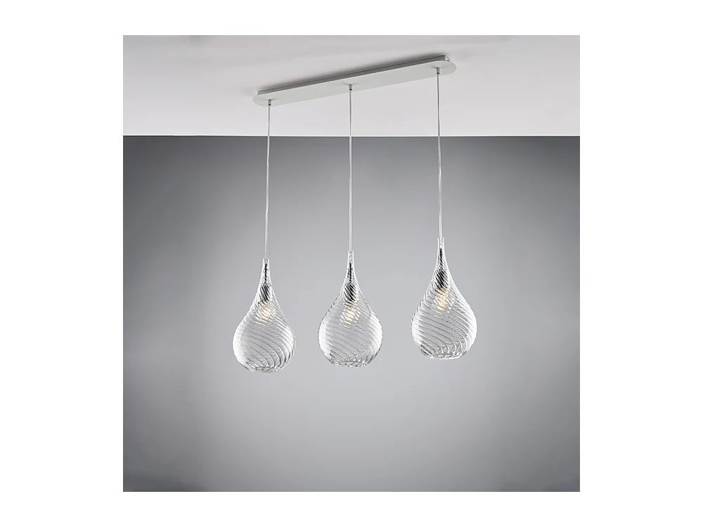Bonetti Illumina -  Pluvia - Eisenschiene mit transparentem Pyrexglas 3 Lichter L.75 x 10 - BL264-BIN3-TR