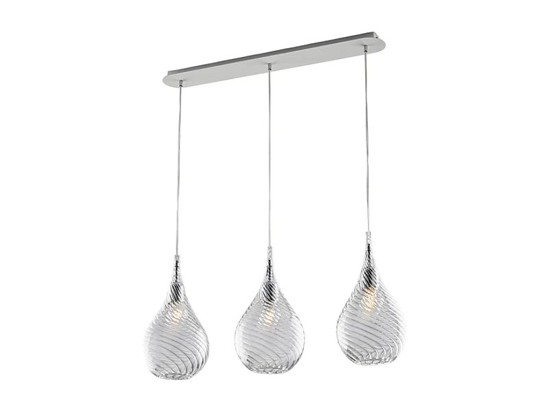 Pluvia Rail en fer avec verre pyrex transparent 3 lumières L.75 X 10 BL264-BIN3-TR