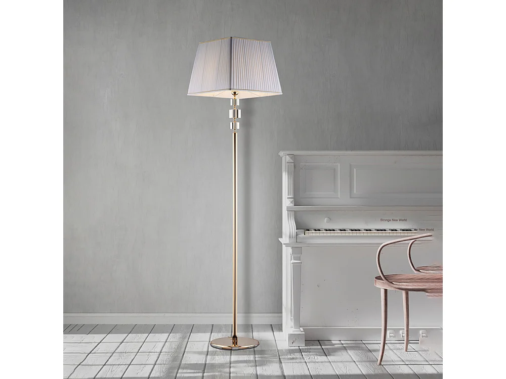 Franz Stehlampe in Gold und Kristall 1-flammig mit Lampenschirm Dm.45 .180 Ø40 BL275-PH-OR