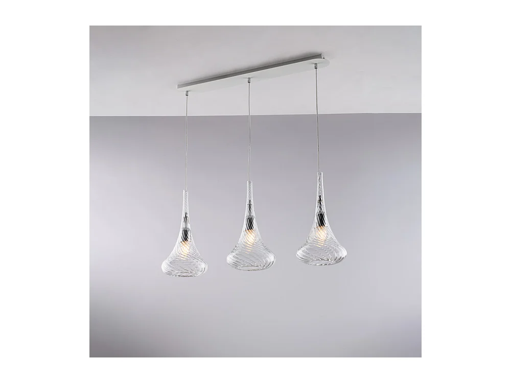 Bonetti Illumina -  Nemesi - Eisenschiene mit transparentem Pyrexglas 3 Lichter L.75 X 10 - BL280-BIN3-TR