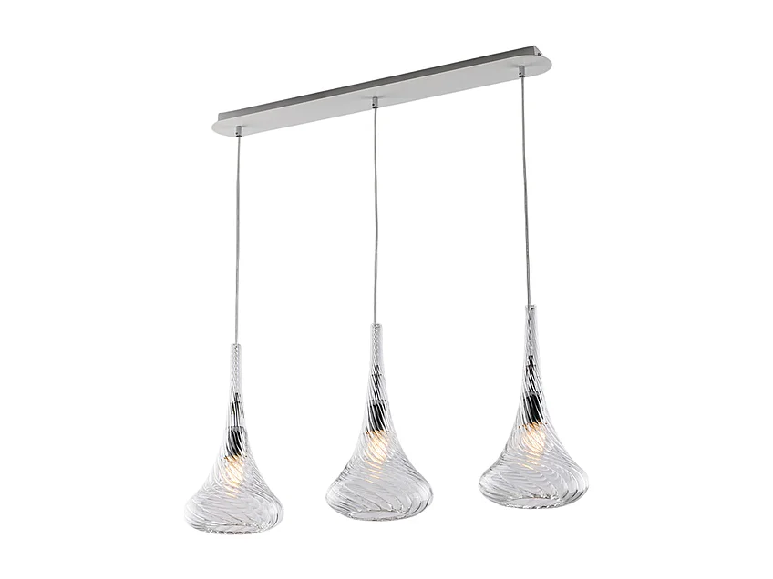 Bonetti Illumina -  Nemesi - Eisenschiene mit transparentem Pyrexglas 3 Lichter L.75 X 10 - BL280-BIN3-TR