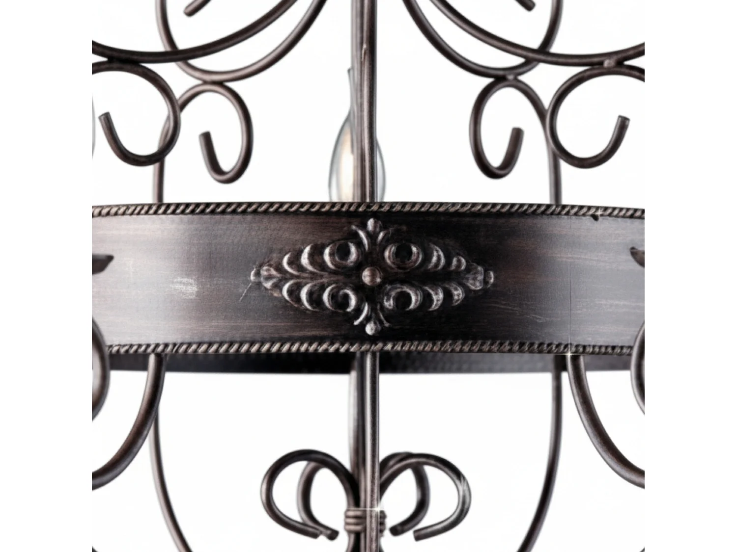 Baltimore Lustre en fer laqué noir et rouille 5 lumières 120 d.60 BL183-5-RG