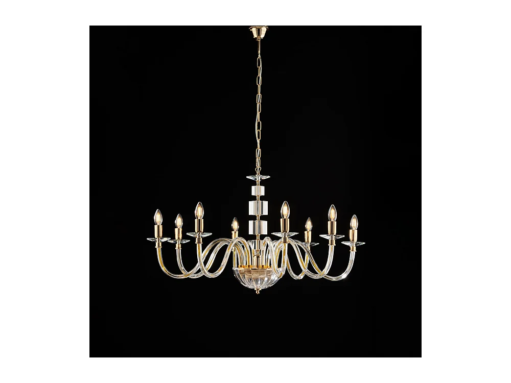 Bonetti Illumina -  Franz - Goldkronleuchter mit transparentem Glas und Strasssteinen 8 Lichter 116 - Ø96 - BL275-8-OR