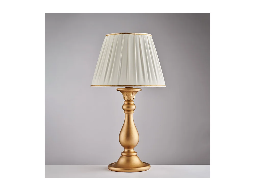 Lucca Lampe en bois doré antique 1 lumière avec abat-jour dm.35 H.60 d.35 BL271-LM-OR