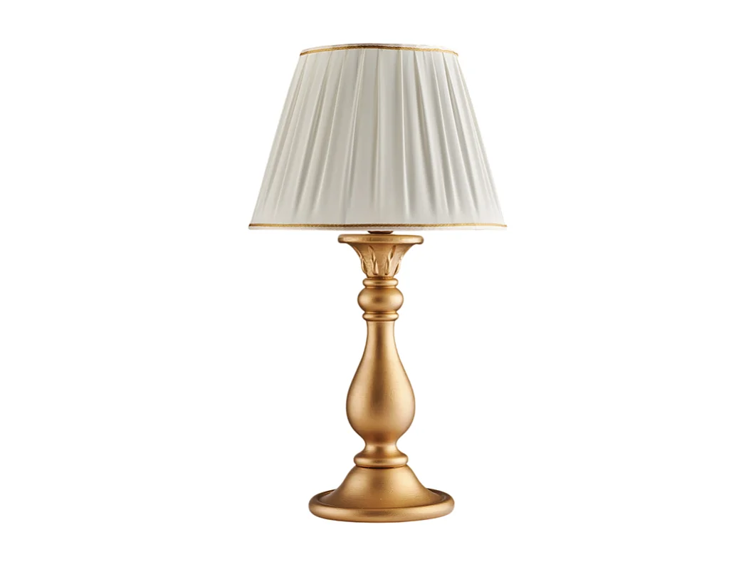 Bonetti Illumina -  Lucca - Antike goldene Holzlampe 1 Licht mit Lampenschirm Dm.35 H.60 - Ø35 - BL271-LM-OR
