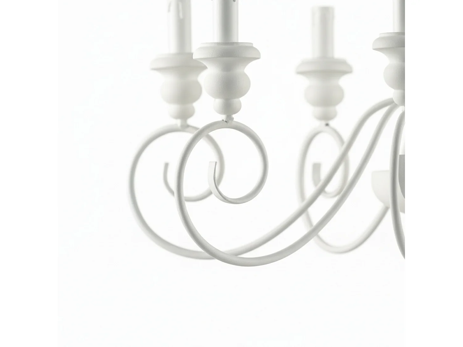 Cascina - Shabby-Kronleuchter aus weiß lackiertem Holz und Eisen, 8 Lichter, 121 - Ø82 - BL265-8-BCO