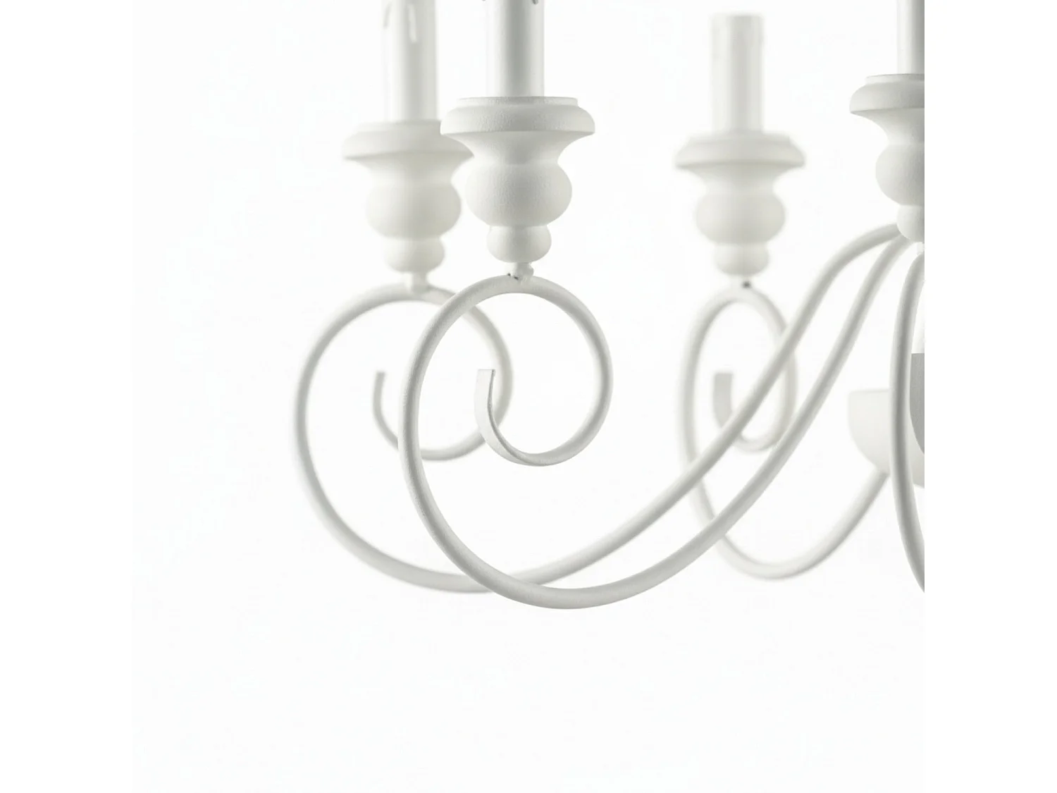 Lustre Cascina em madeira e ferro lacado branco gasto 8 luzes 121 Ø82 BL265-8-BCO