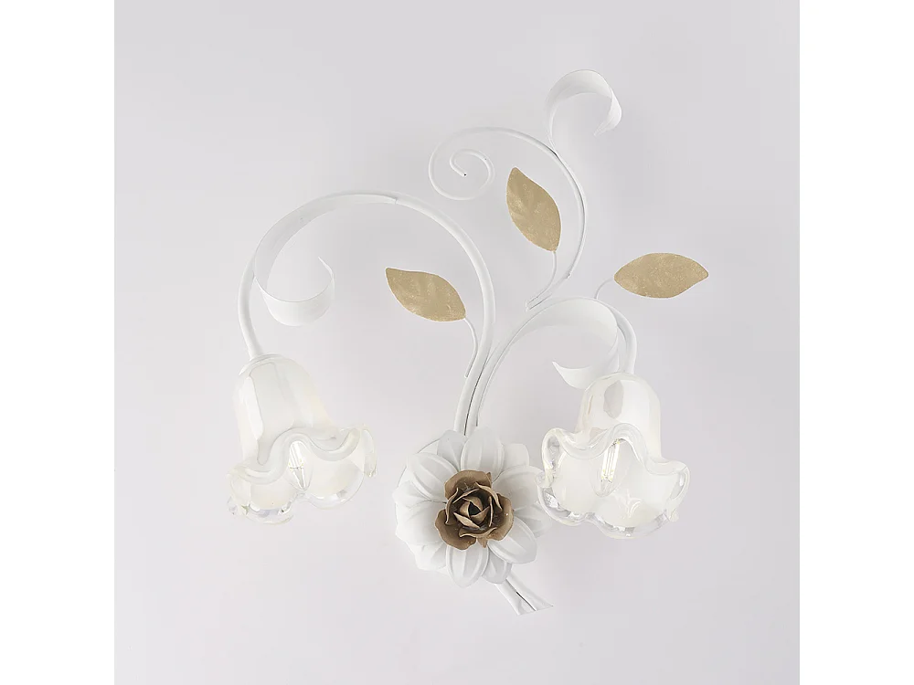 Cesto Applique en fer laqué blanc shabby 2 lumières .42 P.20 BL274-AP2-BCO