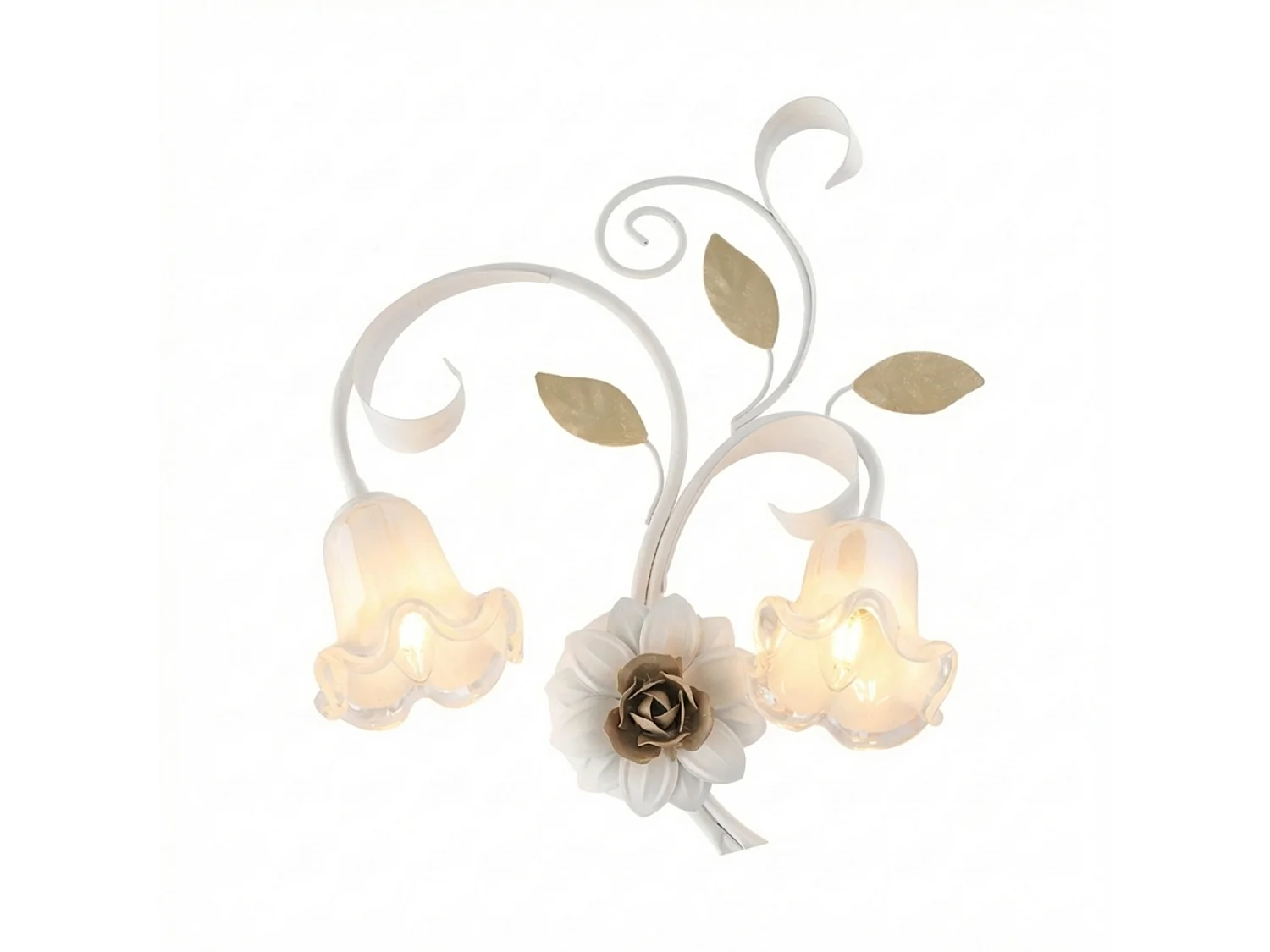 Cesto Applique en fer laqué blanc shabby 2 lumières .42 P.20 BL274-AP2-BCO