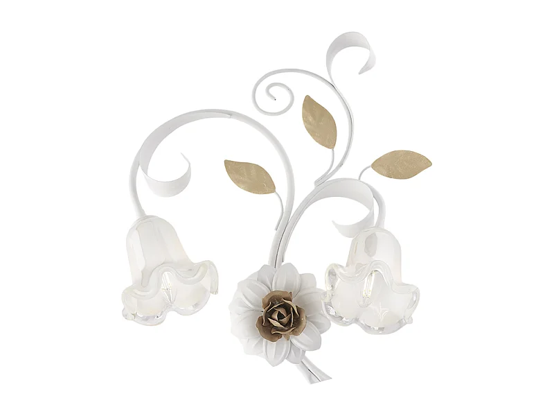 Cesto Applique en fer laqué blanc shabby 2 lumières .42 P.20 BL274-AP2-BCO