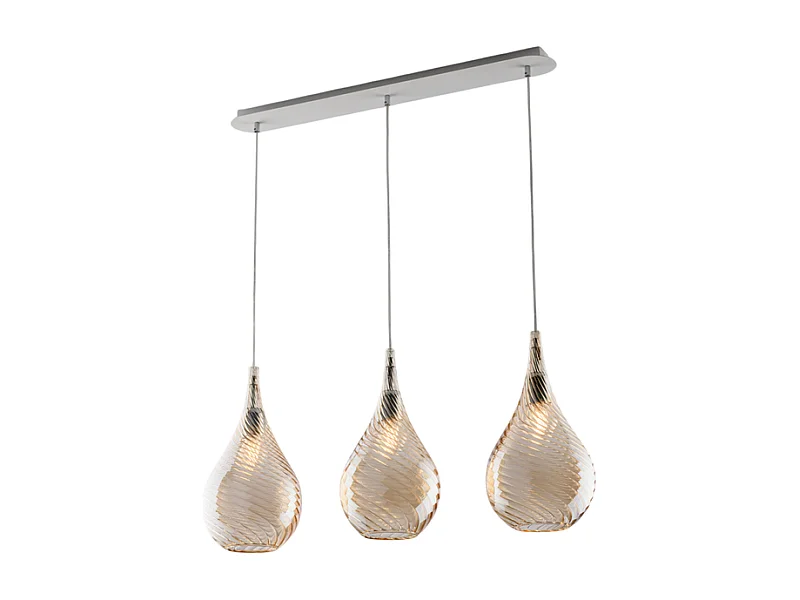 Bonetti Illumina -  Pluvia - Eisenschiene mit bernsteinfarbenem Pyrexglas, 3 Lichter, L.75 x 10 - BL264-BIN3-AM