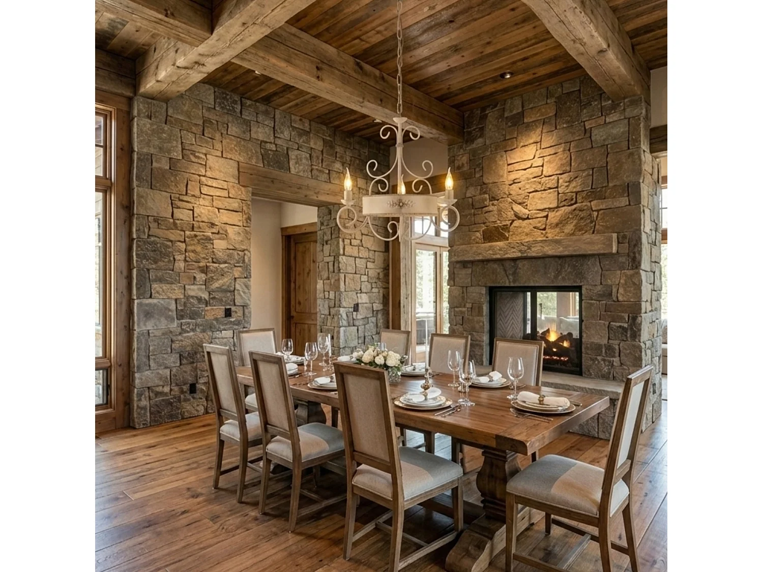 Baltimore Lustre en fer laqué décapé ivoire 3 lumières 113 d.54 BL183-3-AV