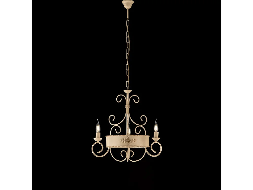 Żyrandol Baltimora z trzema światłami, lakierowany na kolor kości słoniowej, wykończenie decape, 113 x 54 cm BL183-3-AV