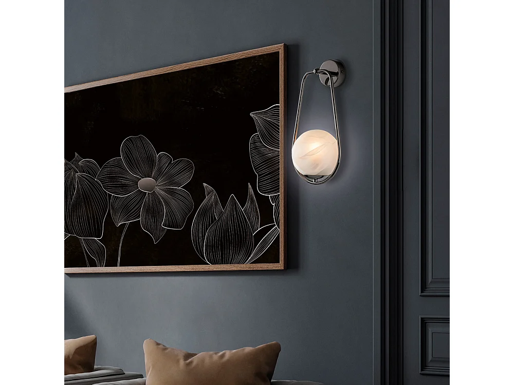 Aplikacja Afrodyta z czarnego chromowanego żelaza 1 światło z kulą dm.14 .16 D.19 BL286-AP1-NR