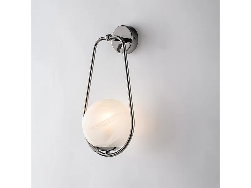 Afrodite - 1 lichts zwart chroom ijzeren wandlamp met bol dm.14.16 - P.19 - BL286-AP1-NR