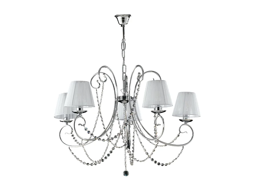 Magda Lustre en fer chromé 5 lumières et 115 abat-jour d.72 BL146-5-CR-PAR