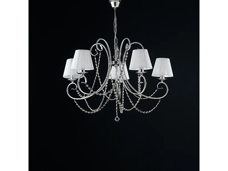 Magda - 5-lichts verchroomde ijzeren kroonluchter met 115 lampenkappen - Ø72 - BL146-5-CR-PAR