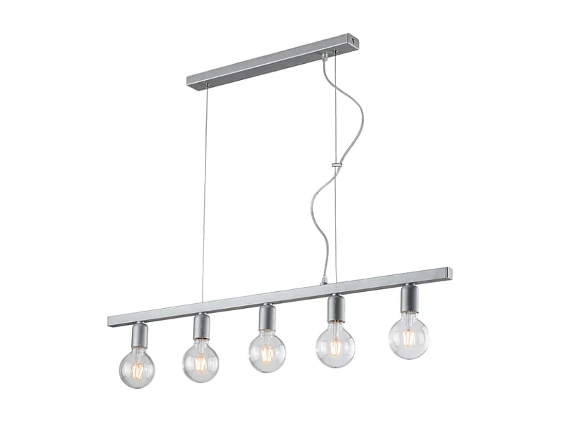 Fabian Suspension en fer laqué blanc et argent 5 lumières L.101 X 5 BL293-5-ARG