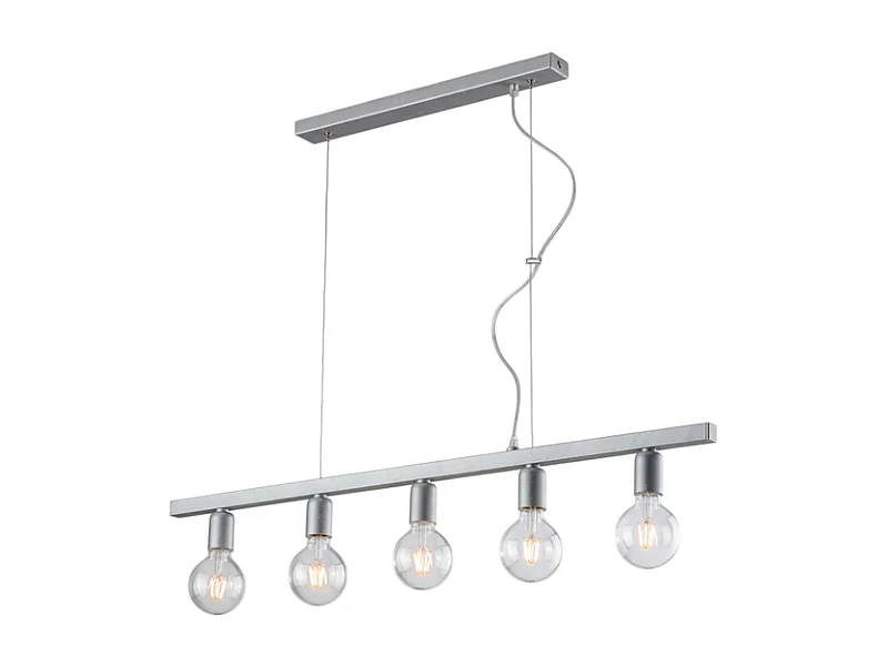 Fabian Suspension en fer laqué blanc et argent 5 lumières L.101 X 5 BL293-5-ARG
