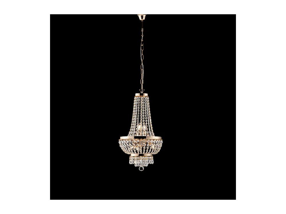Mozart Lustre en fer et laiton doré avec strass 5 lumières 130 d.35 BL189-5-OR