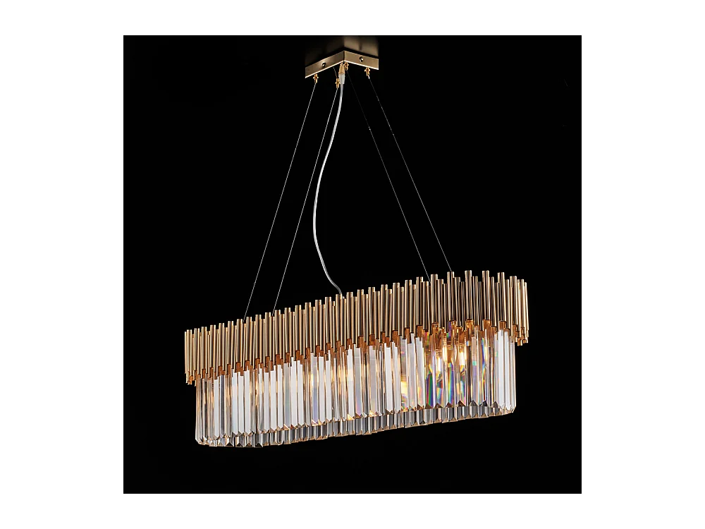 Bonetti Illumina -  Ravel - Goldene Eisenaufhängung mit Strasssteinen, 8 Lichter, L.93 x 50 - BL268-8-OR