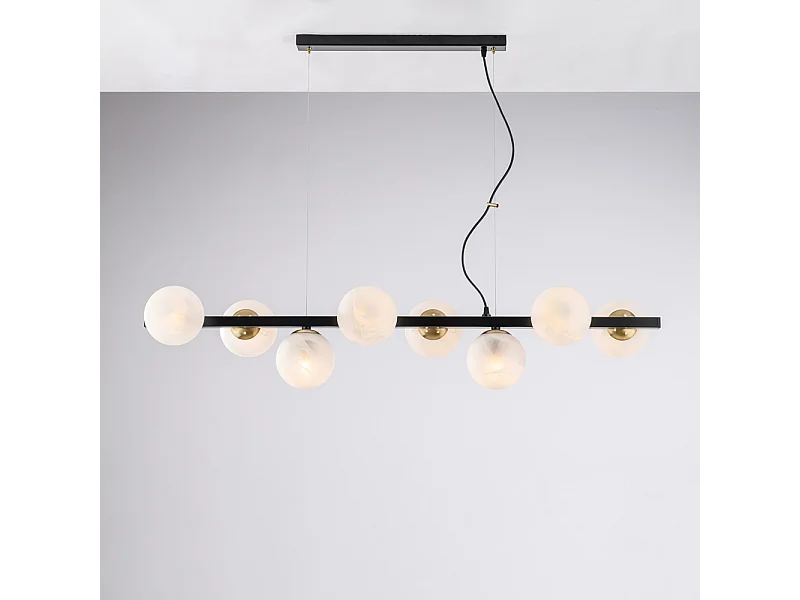 Adrian Suspension en fer laqué noir et bronzé 8 lumières L.121 x 30 BL278-8-NR