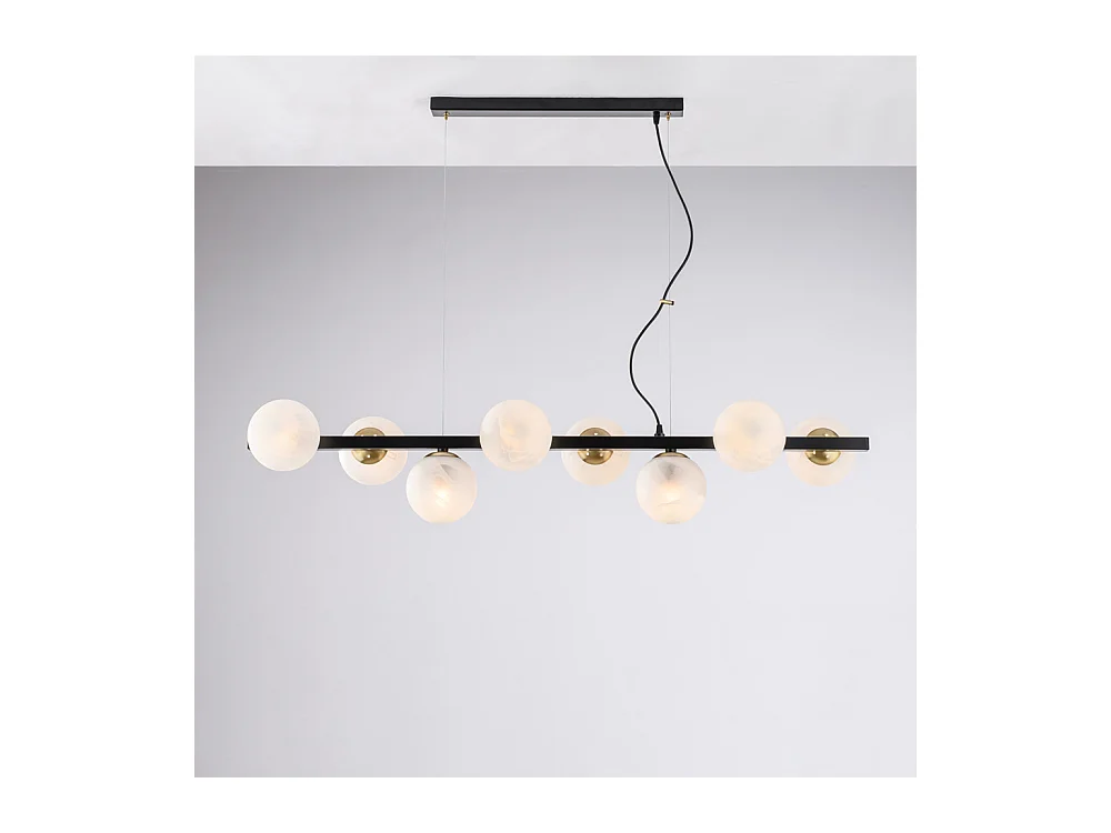Adrian Suspension en fer laqué noir et bronzé 8 lumières L.121 x 30 BL278-8-NR