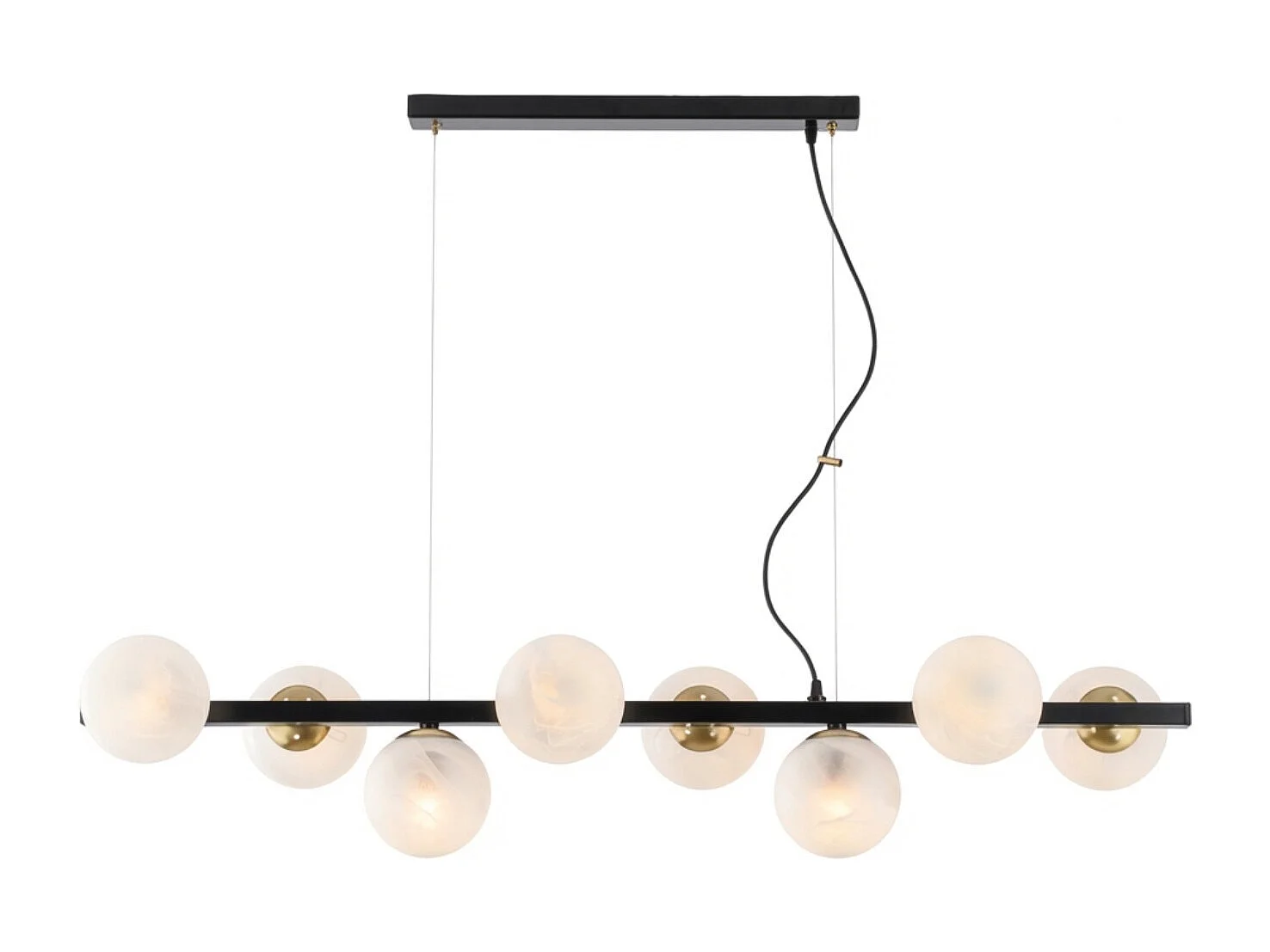 Adrian - Hanglamp in zwart gelakt en gebronsd ijzer 8 lichts L.121 x 30 - BL278-8-NR