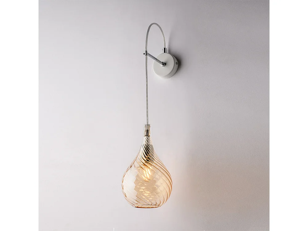 Pluvia Żelazna lampa ścienna z bursztynowym szkłem pyrexowym 1 światło .14 P.21 BL264-AP1-AM