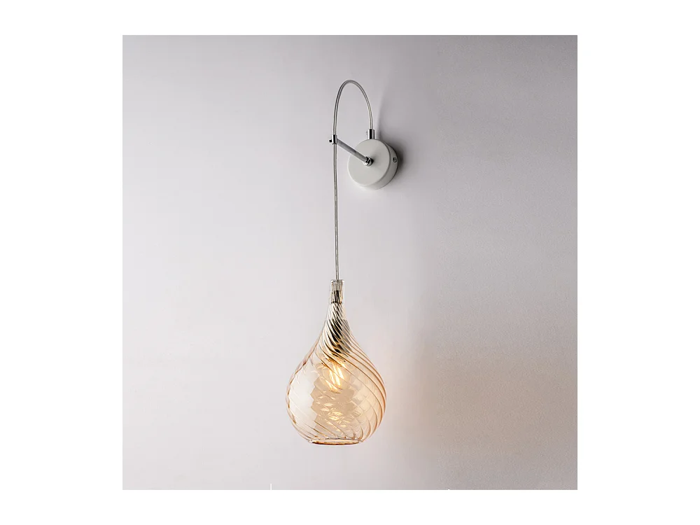 Pluvia Applique in ferro con vetro ambra pyrex 1 luce .14 P.21 BL264-AP1-AM