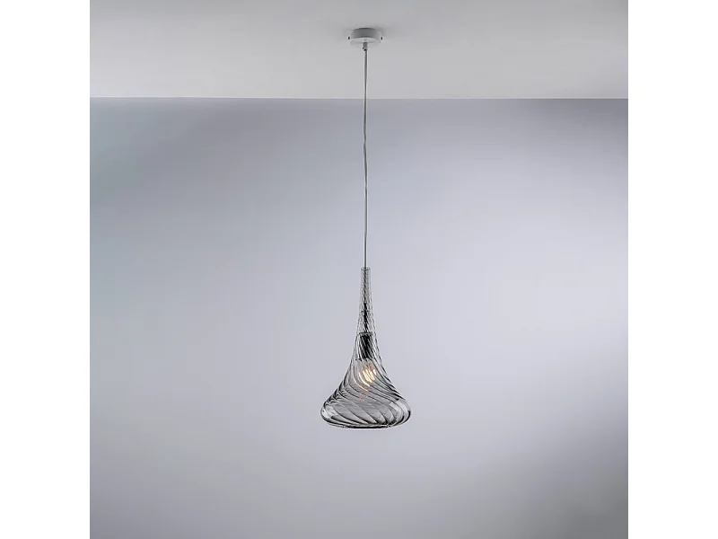 Nemesi - Eisenaufhängung mit grauem Pyrexglas 1 Licht 142 - Ø20 - BL280-S1-GR