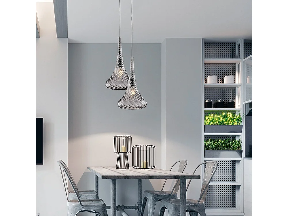 Nemesi - IJzeren ophanging met pyrex grijs glas 1 lichts 142 - Ø20 - BL280-S1-GR